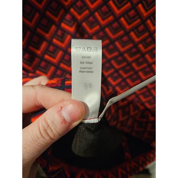 NWT LOFT Geometric Jacquard Shift Dress MP Navy Red Orange Textured Short Sleeve - Picture 6 of 7